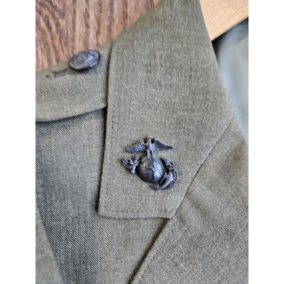 USMC US Marine Corps Officers Service Dress Belted Green Uniform Saco 37S, 29S - Picture 5 of 16